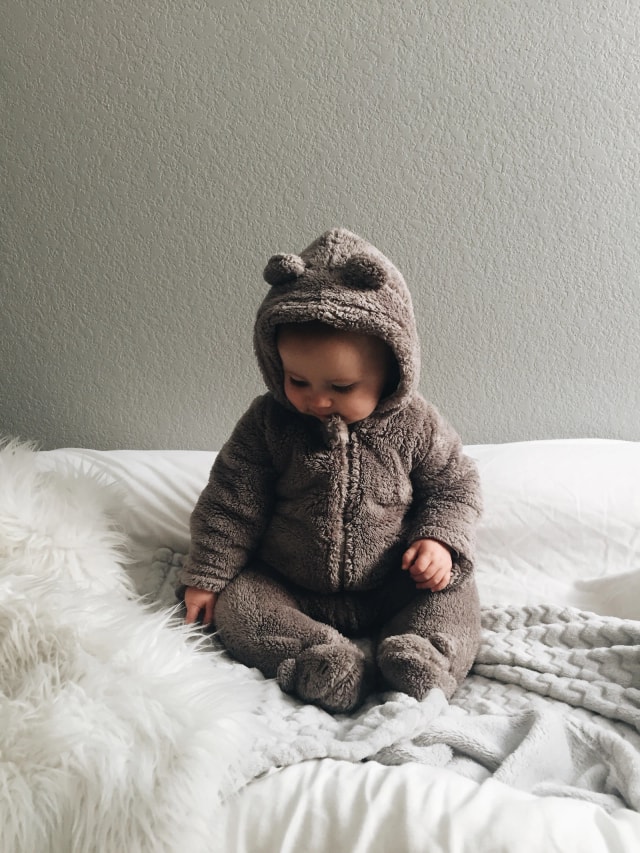 A teddy onesie for winter